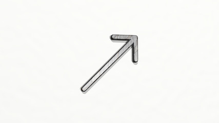 KEYBOARD ARROW TOP RIGHT 3D icon on the wall, 3D illustration for computer and business