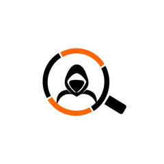 Hacker Icon, spy agent, Security shield. .Logo for buttons, websites, mobile apps and other design needs.