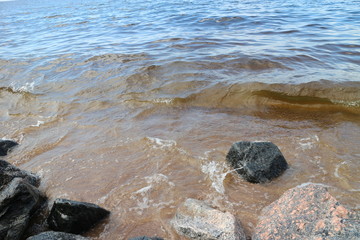 sandy coastal strip with waves