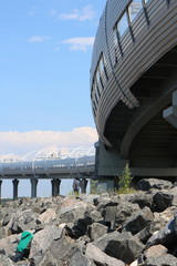 Large car overpass bottom view