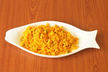 egg bhurji in a white plate
