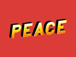 3d peace lettering on red background design, typography retro and comic theme Vector illustration © Grgroup