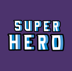 3d super hero lettering on blue background design, typography retro and comic theme Vector illustration