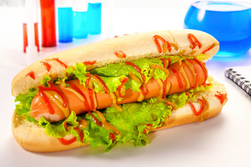 .Synthetic meat production. Checking the product for suitability in the laboratory. Artificial meat is the food of the future. Test tube meat.