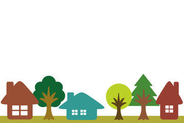 町並みの背景　長方形　カラフル