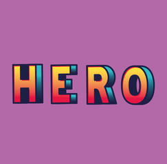 3d hero lettering on blue background design, typography retro and comic theme Vector illustration © Grgroup