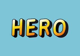 3d hero lettering on blue background design, typography retro and comic theme Vector illustration © Grgroup