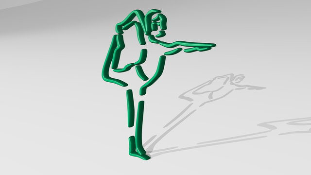 ATHLETIC 3D icon casting shadow, 3D illustration for athlete and active