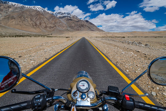 Ladakh region near Leh, India. This region is a purpose of motorcycle expeditions organised by Indians