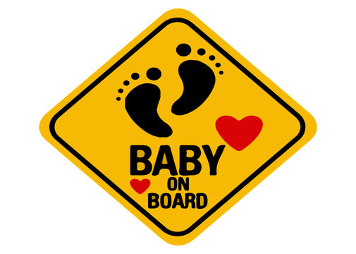 Baby on board sign on Yellow background. Vector illustration.
