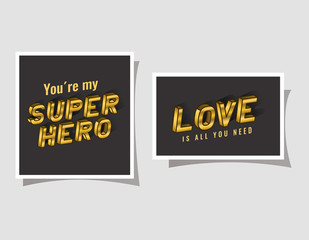 3d super hero and love lettering on gray backgrounds design, typography retro and comic theme Vector illustration © Grgroup