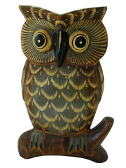 Wooden owl isolated on a white background.Decorative owl
