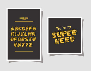 3d super hero lettering and alphabet on gray backgrounds design, typography retro and comic theme Vector illustration