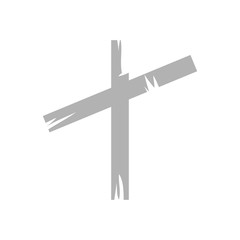 wooden cross icon, flat style