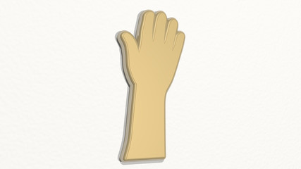 HAND 3D drawing icon, 3D illustration for background and drawn