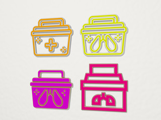 organ donation 4 icons set, 3D illustration