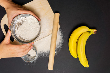 banana flour type of flour for baking . gluten free plant flour. gluten intolerance concept. © Алексей Филатов