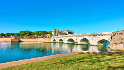 Park and the Bridge of Tiberius in Rimini