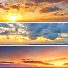 Set of sunset skies