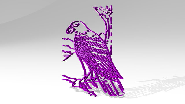 EAGLE 3D icon casting shadow, 3D illustration for bird and animal