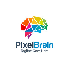 digital pixel logo design vector, mind logo design