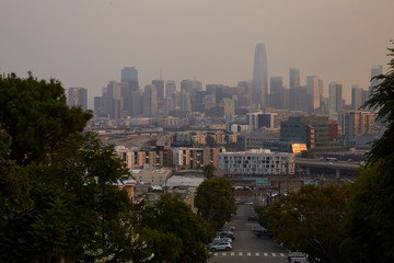 Smokey Sunrise over San Francisco Skyline