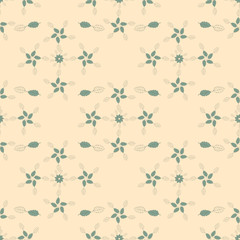 Pattern floreale con piccole delicate foglie su sfondo pesca