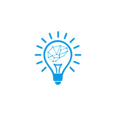 Creative brain Idea concept, knowledge innovation, brain inside bulb, logo, light solution thinking,