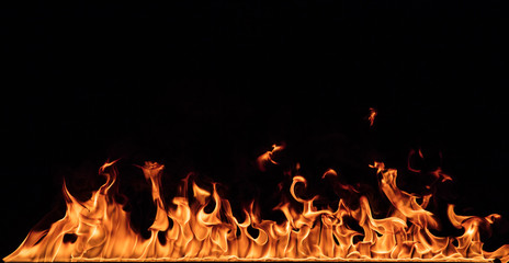 fire flames on a black background, close-up