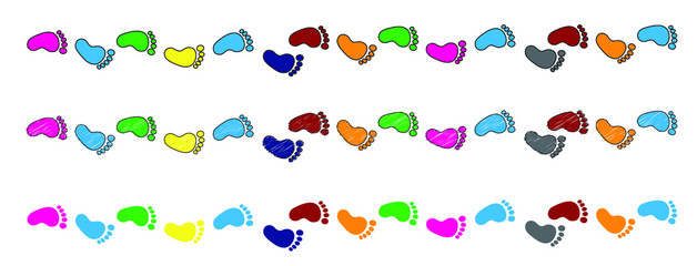 Boy or girl. Love heart. New born, pregnant or coming soon footprints shoes and shoe sole slogan. Kids or baby feet and foot steps Fun vector footsteps icon for print. Quote blue or pink sign