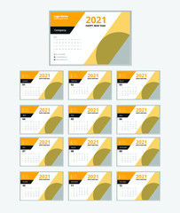 2021 desk calendar design vector template
