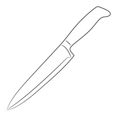 Knife from black brush lines, vector illustration.