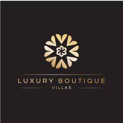 clean, elegant, luxury, modern logo design, with boutique-style, with leaves, flowers, loves. Vector icon illustration inspiration