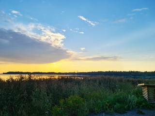 sunset over the river