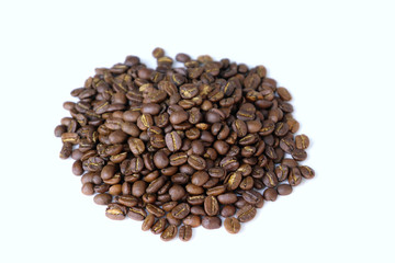 Coffee beans isolated on White background, and blurred photo concept.