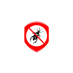 Anti-cockroach, pest control, destruction of parasites, stop insect. Emblem design on white background