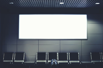 Blank billboard with clean space for publicity content or text message, advertising mock up in...