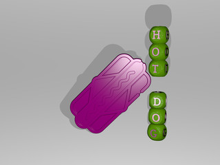 HOT DOG text beside the 3D icon, 3D illustration for background and coffee