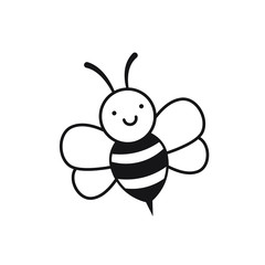 Cute Cartoon Bee icon on white background