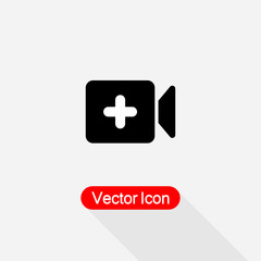 Fototapeta premium Add Video Icon, Video Camera Icon Vector Illustration Eps10