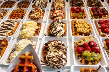 Waffle window display in Brussels, Belgium. 