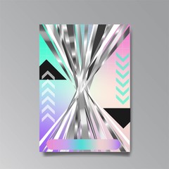 Holographic abstract page template, retro wave glitch creative hipster, neon and pastel gradient colors.