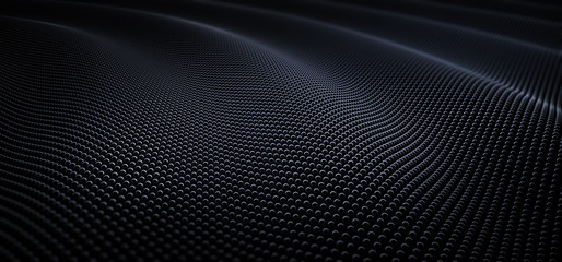 Abstract black particle wave background - 3D illustration