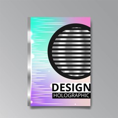 Holographic abstract page template, retro wave glitch creative hipster, neon and pastel gradient colors.