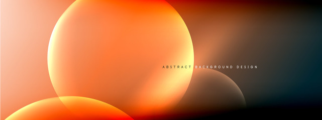 Vector abstract background liquid bubble circles on fluid gradient with shadows and light effects. Shiny design templates for text
