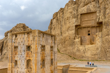 Fototapeta premium Naqshe-e-Rustam, Iran, near the city of Shiraz and Persepolis. The Tombs of the Persian Kings