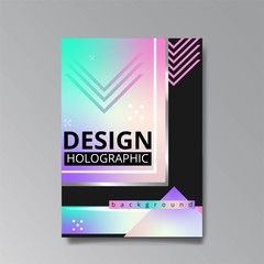Holographic abstract page template, retro wave glitch creative hipster, neon and pastel gradient colors.