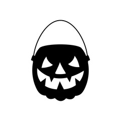 Halloween pumpkin bucket icon, silhouette style