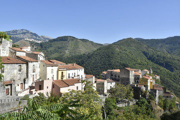Panoramic view of Tortora, a rural village in the mountains of the Calabria region.