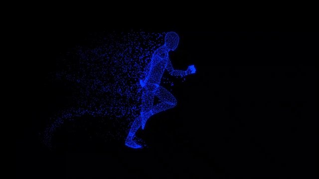 hologram Human running Wireframe Vr Hi Tech Futuristic si fi 